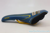 Vintage Team Volvo Cannondale Coda Saddle: Blue / Yellow, Near Mint