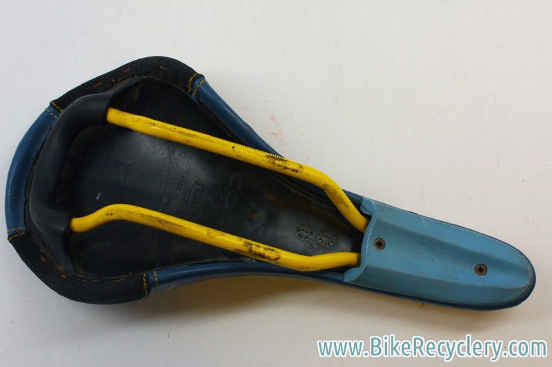 Vintage Team Volvo Cannondale Coda Saddle: Blue / Yellow, Near Mint