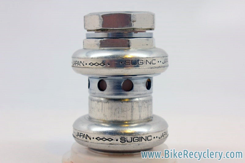 Sugino Super Mighty Headset: Alloy, Drilled, 1" Threaded, Silver, ABSURDLY RARE