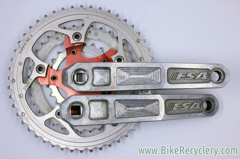 Vintage FSA Afterburner Crankset: Forged & CNC, Silver/Red, 175mm, XTR Rings 48/38/24t, 110/74mm RARE!