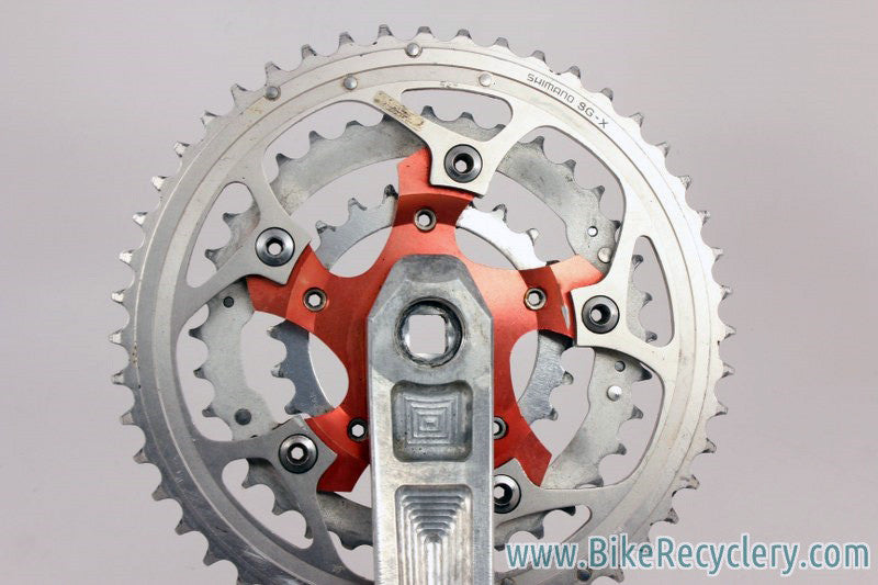 Vintage FSA Afterburner Crankset: Forged & CNC, Silver/Red, 175mm, XTR Rings 48/38/24t, 110/74mm RARE!