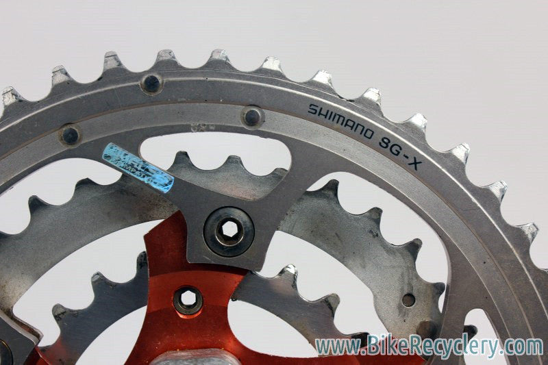 Vintage FSA Afterburner Crankset: Forged & CNC, Silver/Red, 175mm, XTR Rings 48/38/24t, 110/74mm RARE!