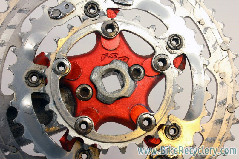 Vintage FSA Afterburner Crankset: Forged & CNC, Silver/Red, 175mm, XTR Rings 48/38/24t, 110/74mm RARE!