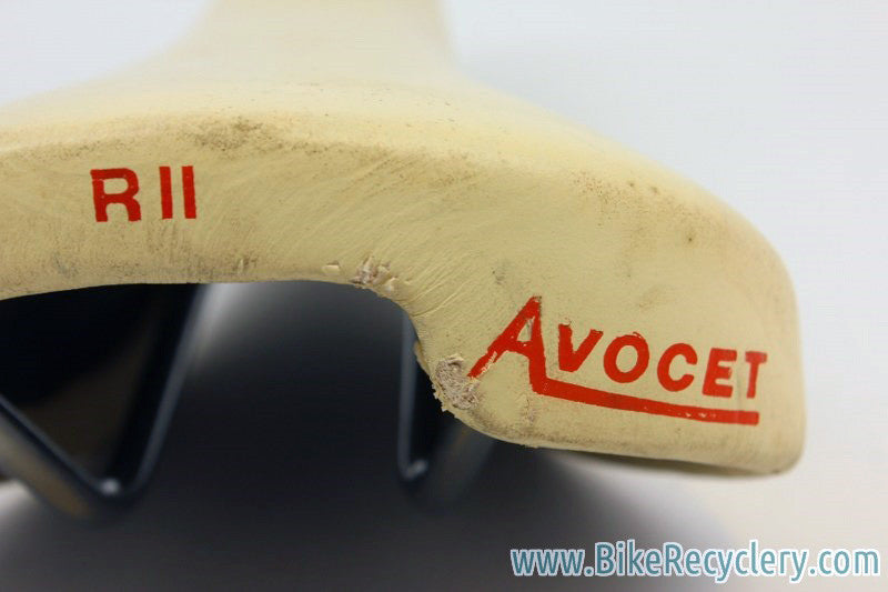 Avocet Racing 2 R-II Saddle: White Leather w/ Red Decals