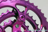 3DV Overkill Kooka Crankset & Moonhead Chainrings: Purple Ano 175mm 44/32/22t MINT+