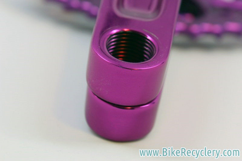 3DV Overkill Kooka Crankset & Moonhead Chainrings: Purple Ano 175mm 44/32/22t MINT+