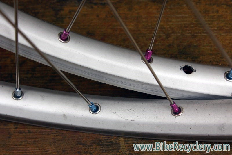 White Industries / Mavic SUP 26" Wheelset: Blue/Purple Ano Nipples, 32H, 8/9 Speed