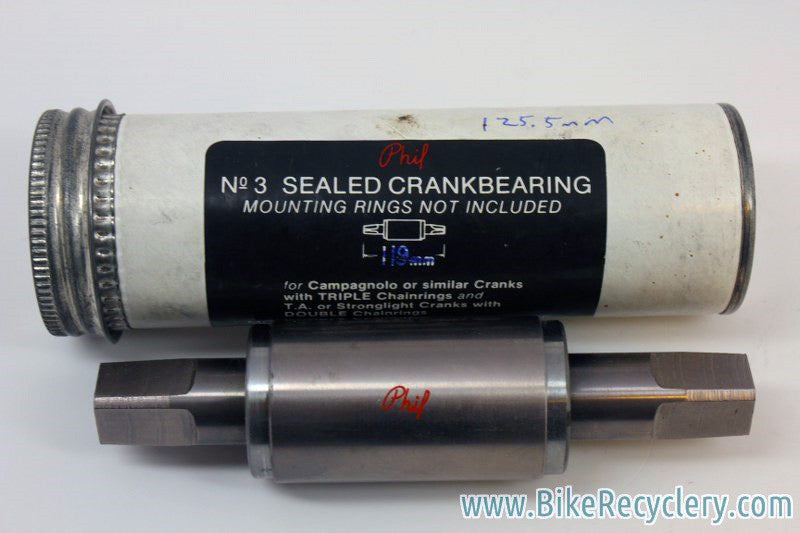 NIB/NOS Vintage 1st/2nd Gen Phil Wood Bottom Bracket: 125.5mm, R+5, ISO Square Taper