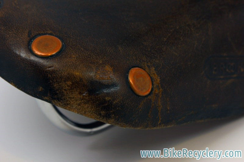 Vintage Brooks Professional Leather Saddle: Brown, Brass Small Rivets 1970's
