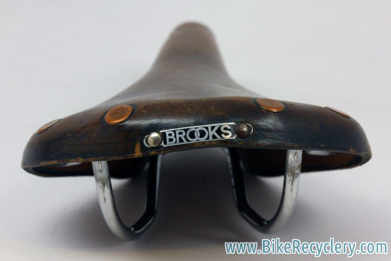 Vintage Brooks Professional Leather Saddle: Brown, Brass Small Rivets 1970's