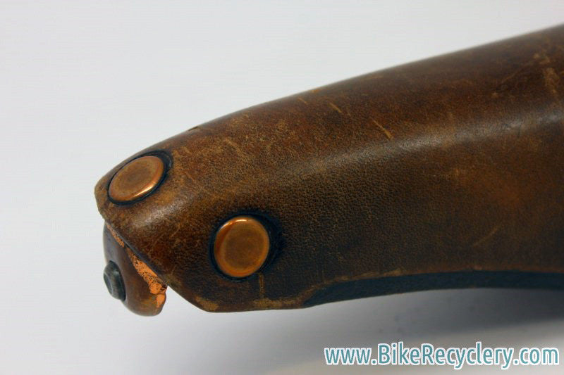 Vintage Brooks Professional Leather Saddle: Brown, Brass Small Rivets 1970's