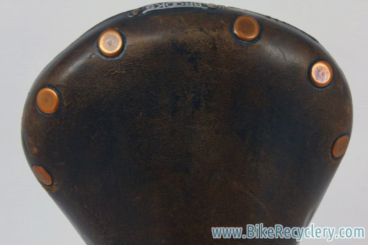 Vintage Brooks Professional Leather Saddle: Brown, Brass Small Rivets 1970's