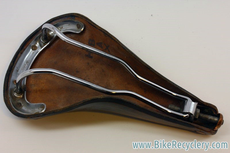 Vintage Brooks Professional Leather Saddle: Brown, Brass Small Rivets 1970's