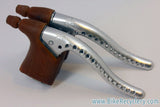 NOS Mafac 419 Course Competition Brake Levers: Drilled, Tan Gum Hoods, Aluminum Bodies
