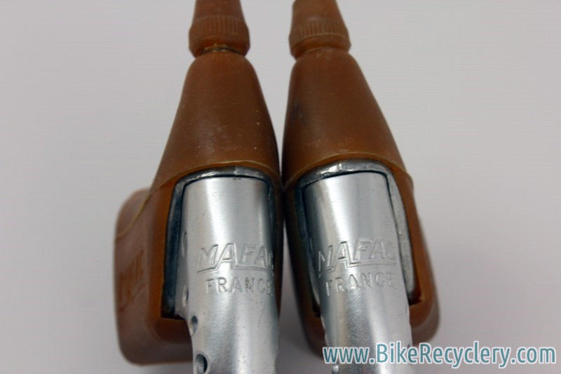 NOS Mafac 419 Course Competition Brake Levers: Drilled, Tan Gum Hoods, Aluminum Bodies