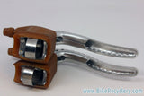 NOS Mafac 419 Course Competition Brake Levers: Drilled, Tan Gum Hoods, Aluminum Bodies