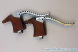 NOS Mafac 419 Course Competition Brake Levers: Drilled, Tan Gum Hoods, Aluminum Bodies