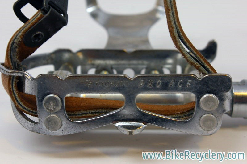 Kyokuto Pro Ace Pedals: L Christophe Clips, Leather Straps