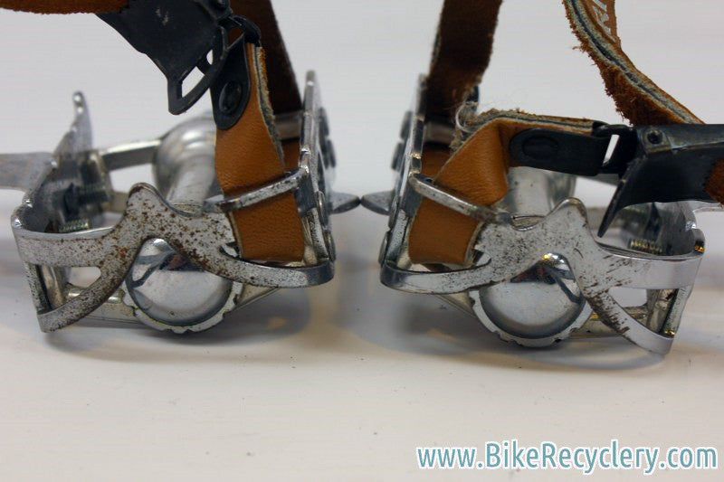 Kyokuto Pro Ace Pedals: L Christophe Clips, Leather Straps