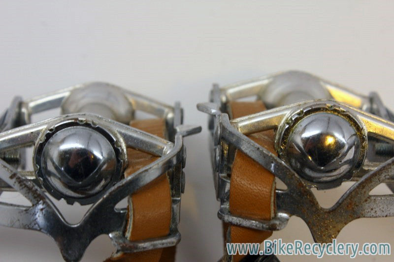 Kyokuto Pro Ace Pedals: L Christophe Clips, Leather Straps