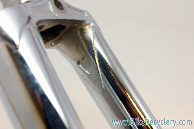 NOS Vintage Tange Chrome Fork: Flat Crown, Fender Eyelets, 700c, 1" Threaded