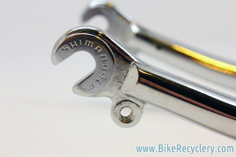 NOS Vintage Tange Chrome Fork: Flat Crown, Fender Eyelets, 700c, 1" Threaded