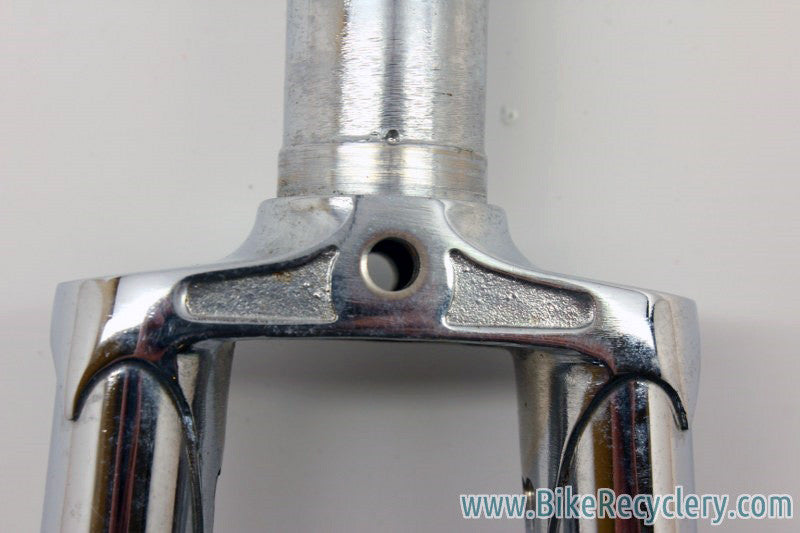 NOS Vintage Tange Chrome Fork: Flat Crown, Fender Eyelets, 700c, 1" Threaded