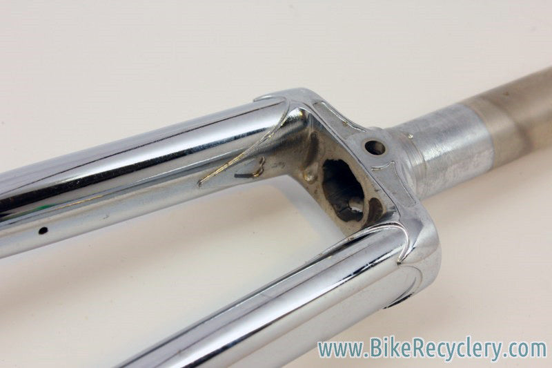 NOS Vintage Tange Chrome Fork: Flat Crown, Fender Eyelets, 700c, 1" Threaded