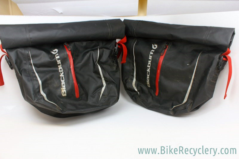 Blackburn Barrier Waterproof Roll Top Rear Pannier Set: Black, KlickFix Mounting System, Black (Pair)