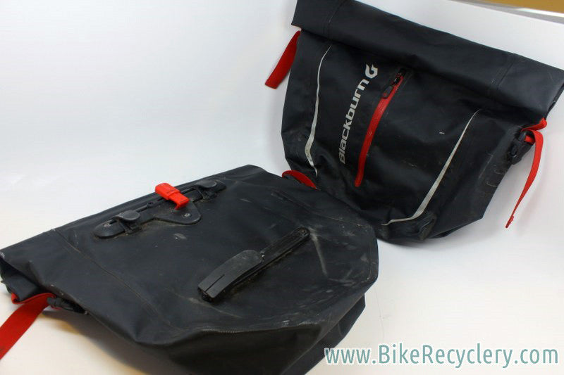 Blackburn Barrier Waterproof Roll Top Rear Pannier Set: Black, KlickFix Mounting System, Black (Pair)