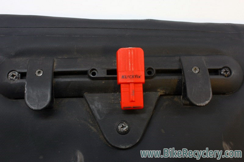 Blackburn Barrier Waterproof Roll Top Rear Pannier Set: Black, KlickFix Mounting System, Black (Pair)