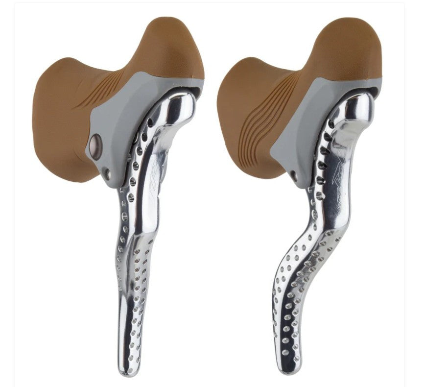 TRP RRL RS Retro Brake Levers: Silver/Gum - Drillium (NEW)