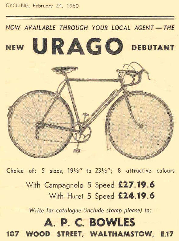 1960 Urago French Road Frame/Fork: 62cm x 59cm - Reynolds 531 Nervex Lugged Steel - Metallic Blue + Gold Pinstriping - Centerpull - 700c x Wide Tires