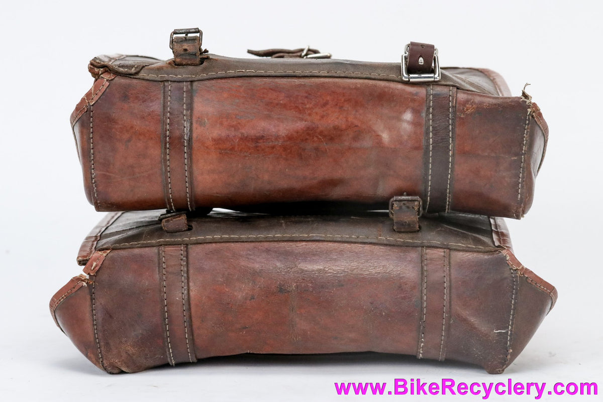 French Leather Pannier Set: 1950's 1960's Vintage - Randonneur/Touring - Honey Genuine Leather (Exceptional Condition)