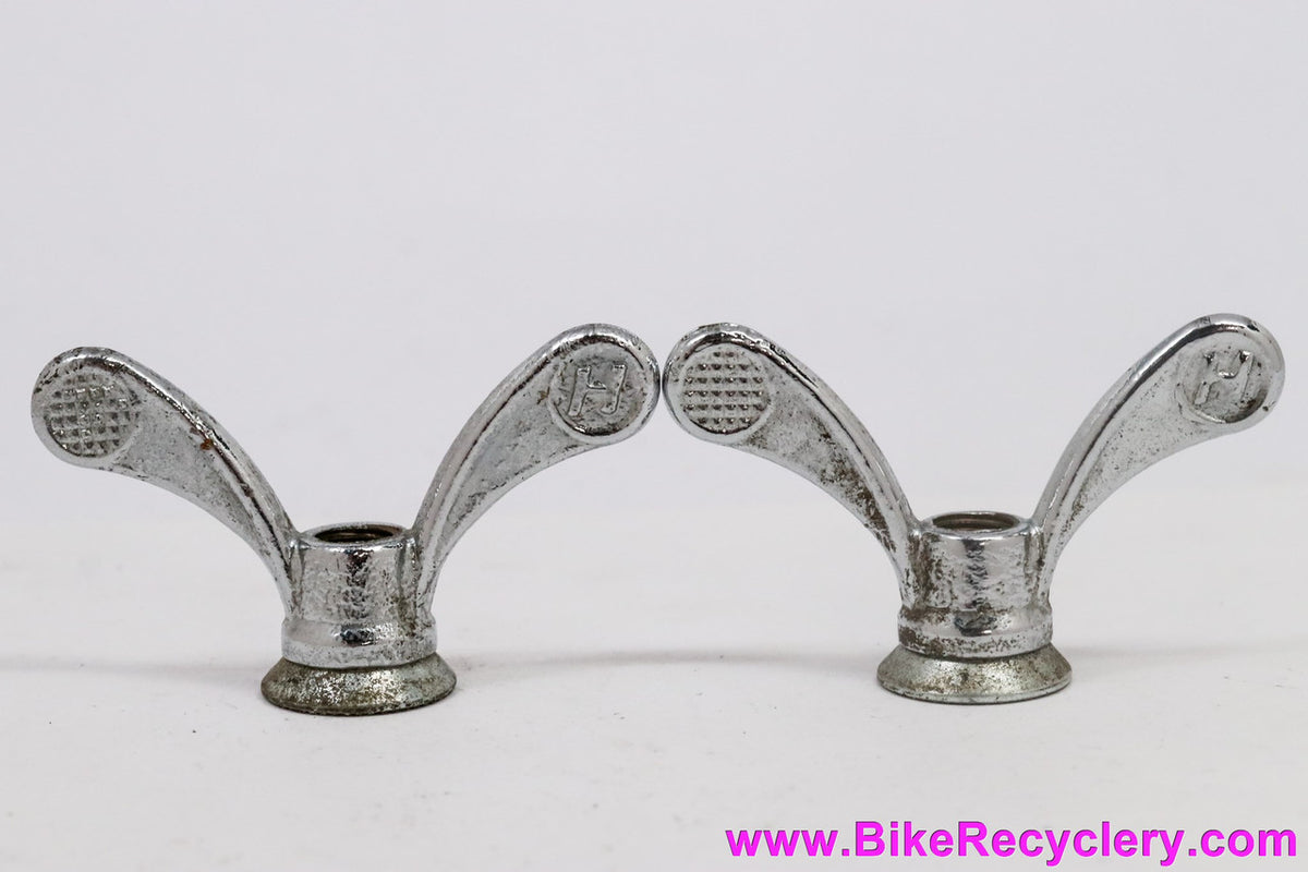 Huret "H" Wing Nuts: 9.5mm - Thumb Grips - Chromed Bronze (Pair, EXC)