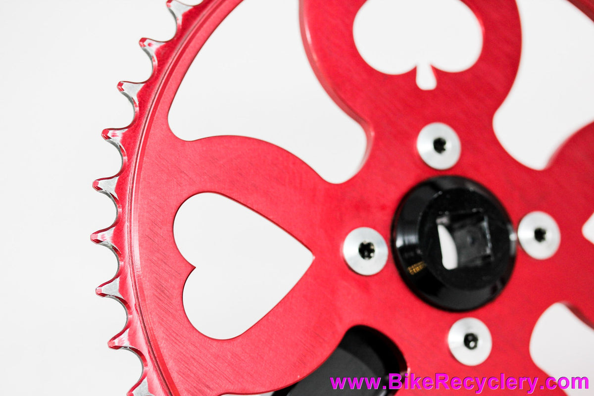Paul Royal Flush 100% Pure Road / Track Crankset: 175mm  x 46t - Black Arms & Red Chainring (Near Mint+)