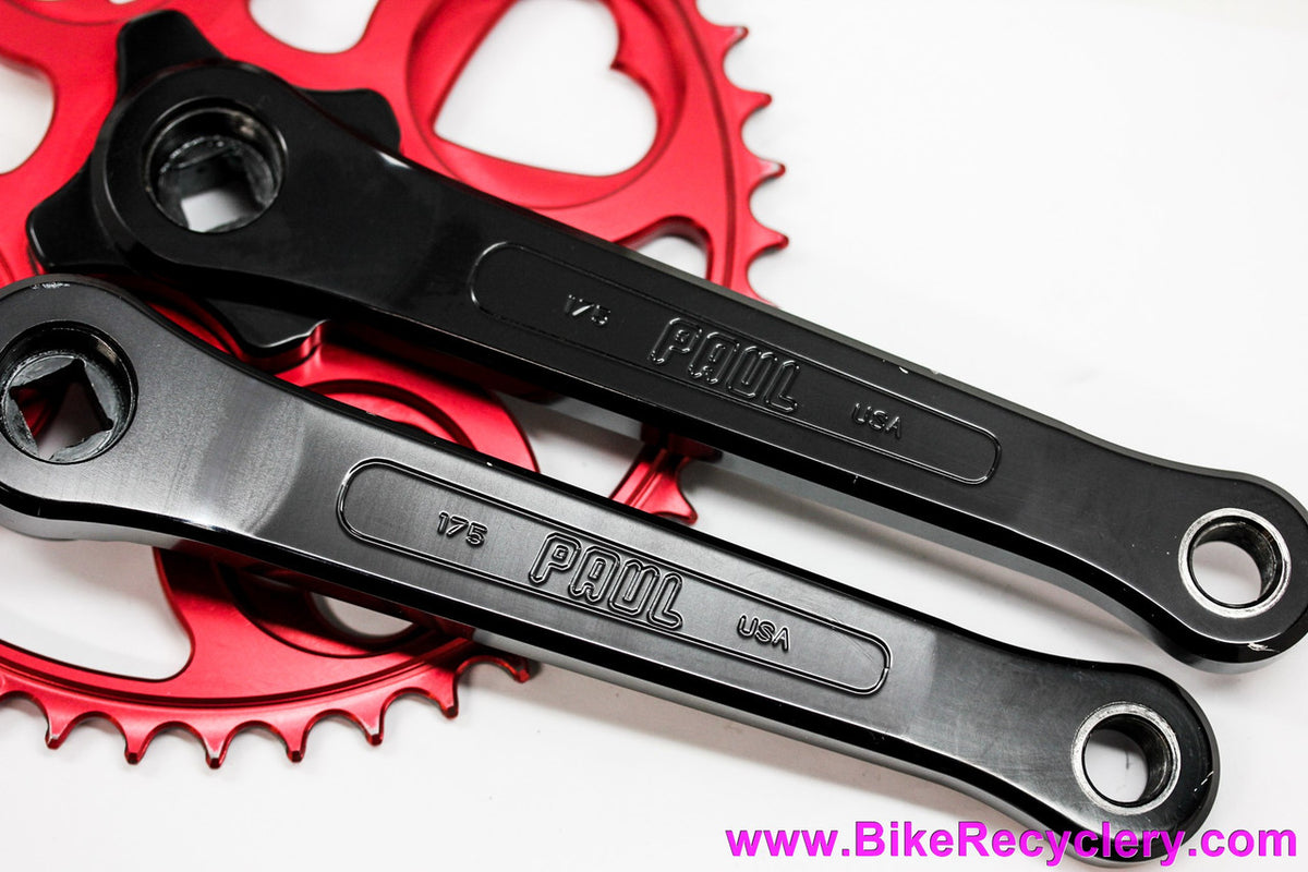 Paul Royal Flush 100% Pure Road / Track Crankset: 175mm  x 46t - Black Arms & Red Chainring (Near Mint+)