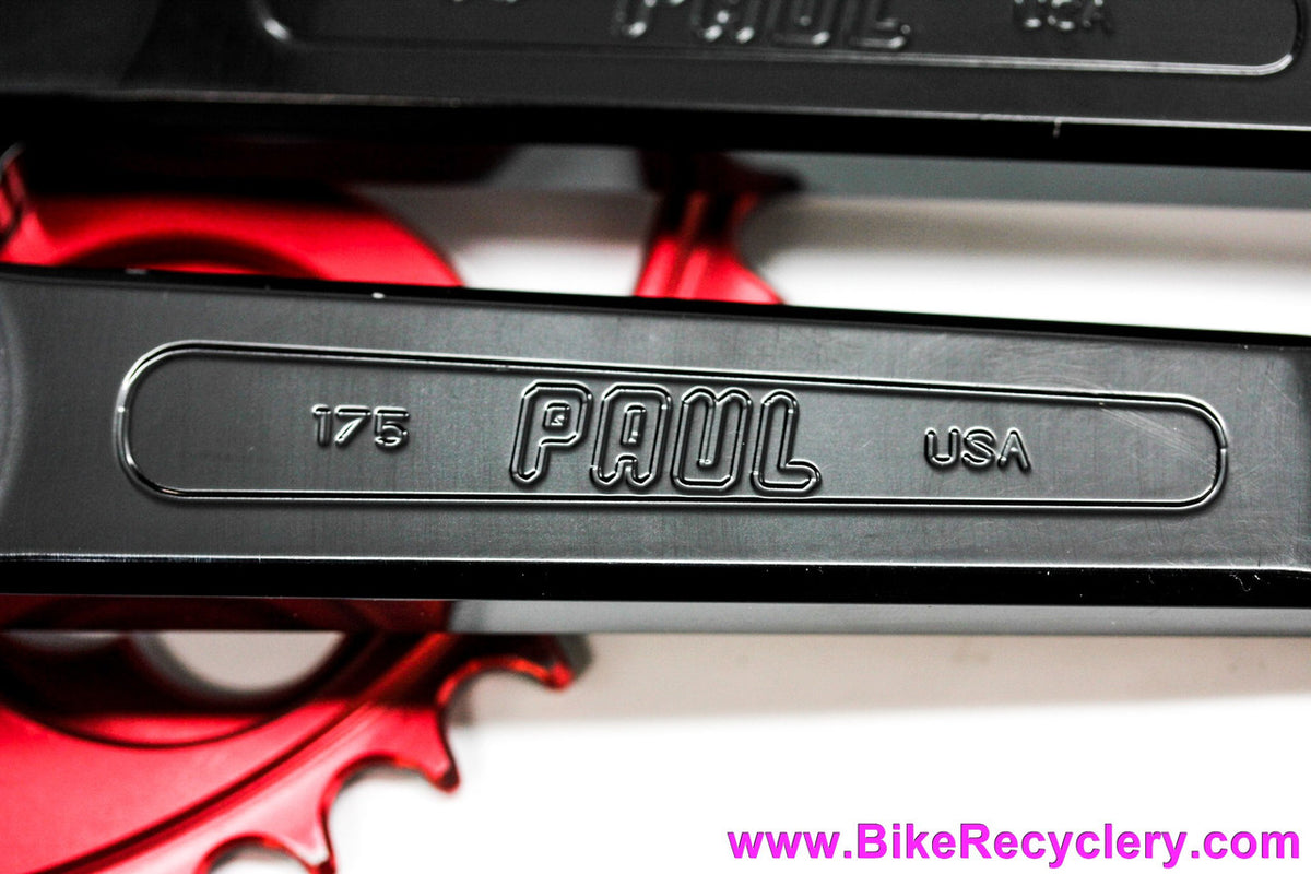Paul Royal Flush 100% Pure Road / Track Crankset: 175mm  x 46t - Black Arms & Red Chainring (Near Mint+)