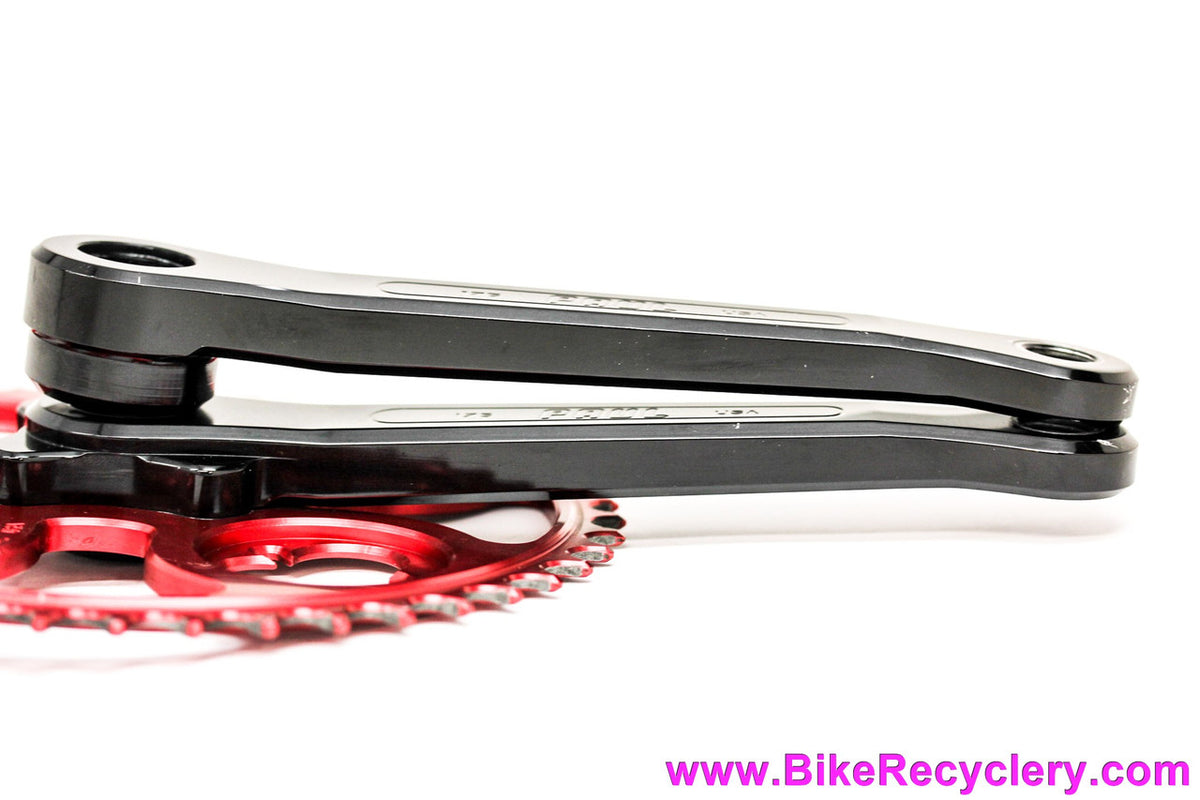 Paul Royal Flush 100% Pure Road / Track Crankset: 175mm  x 46t - Black Arms & Red Chainring (Near Mint+)