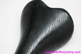 NIB/NOS Selle Italia Turbo-Matic Saddle: 1991 Vintage - Black Textured Leather - Yellow/Black Accents (Take-off)