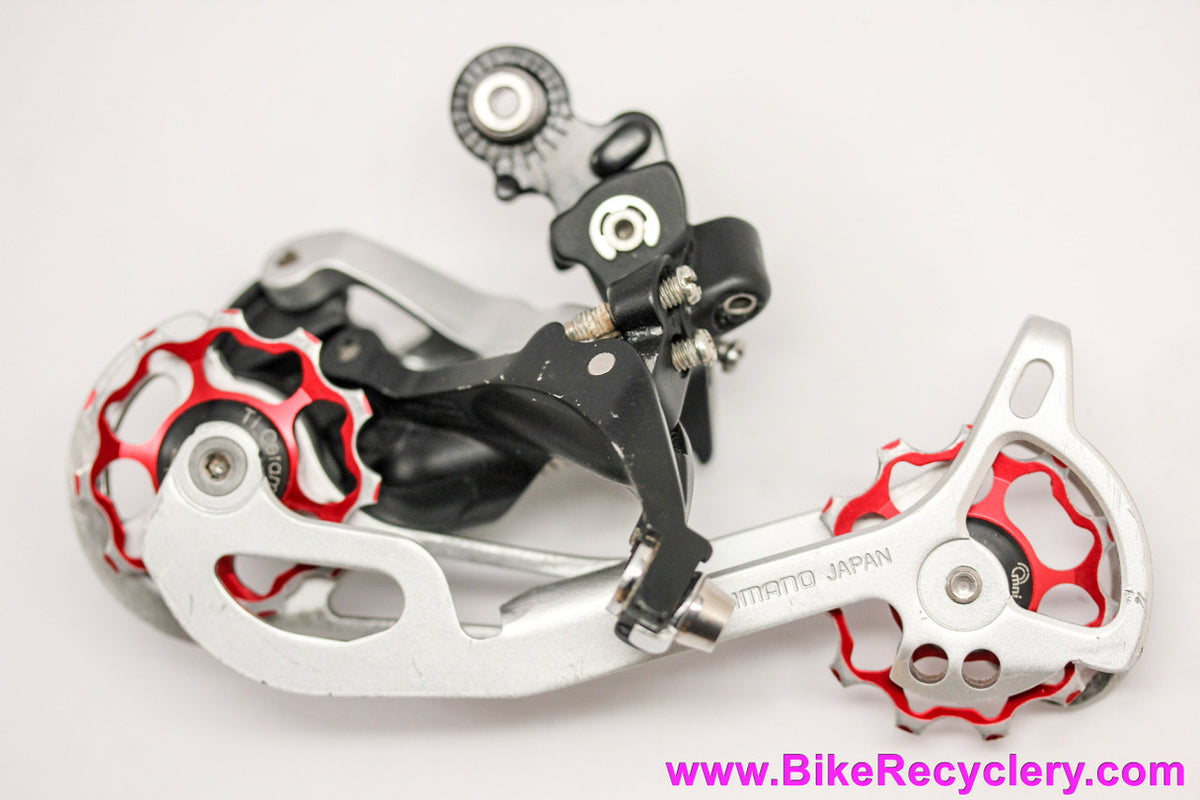 Shimano XT RD-M772 SGS 9 Speed Rear Derailleur: Omni Ti-Ceramic Jockey Wheels (Red) Long Cage (LOW MILES)