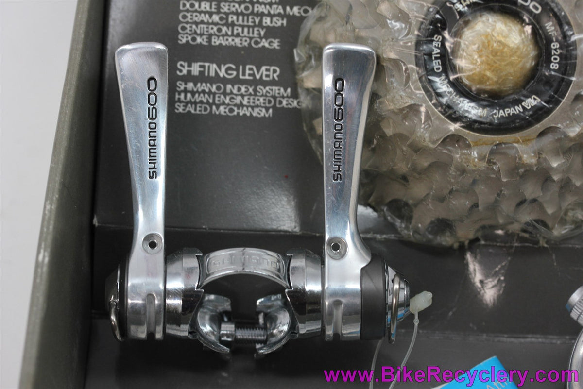 NIB/NOS Shimano 600 EX Drivetrain Mini-Group: RD-6208 Rear Derailleur / SL-6208 Downtube Shifters / MF-6208 6sp Freewheel 13-24t - Cable/Housing