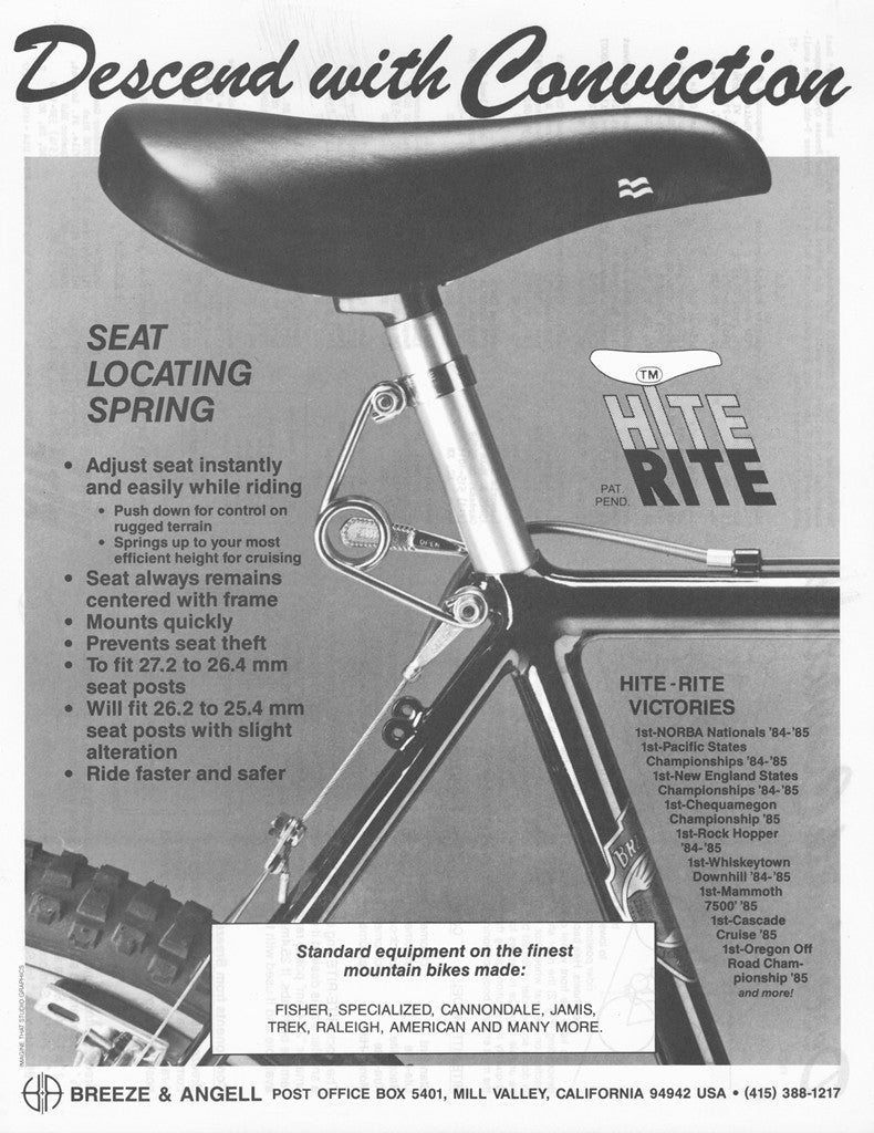 NIB/NOS Hite-Rite Saddle Dropper, Black: Joe Murray, Mountain Biking History! World's 1st Dropper Post