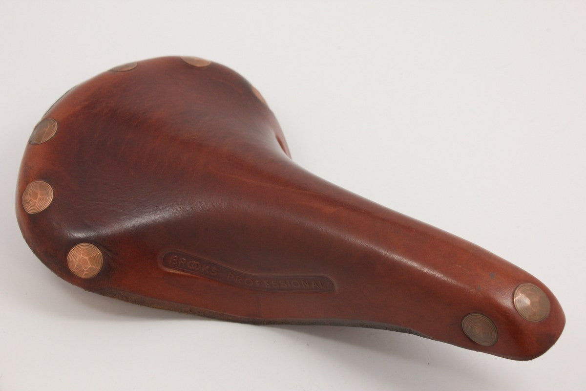 1990's Brooks Professional Special Saddle: Large Copper Rivets / Rails, Honey