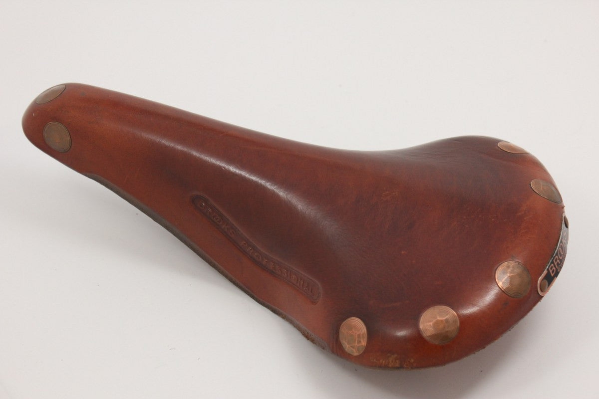 1990's Brooks Professional Special Saddle: Large Copper Rivets / Rails, Honey