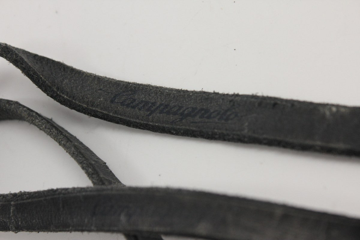 Vintage Campagnolo Toe Straps: Black Leather, EXC