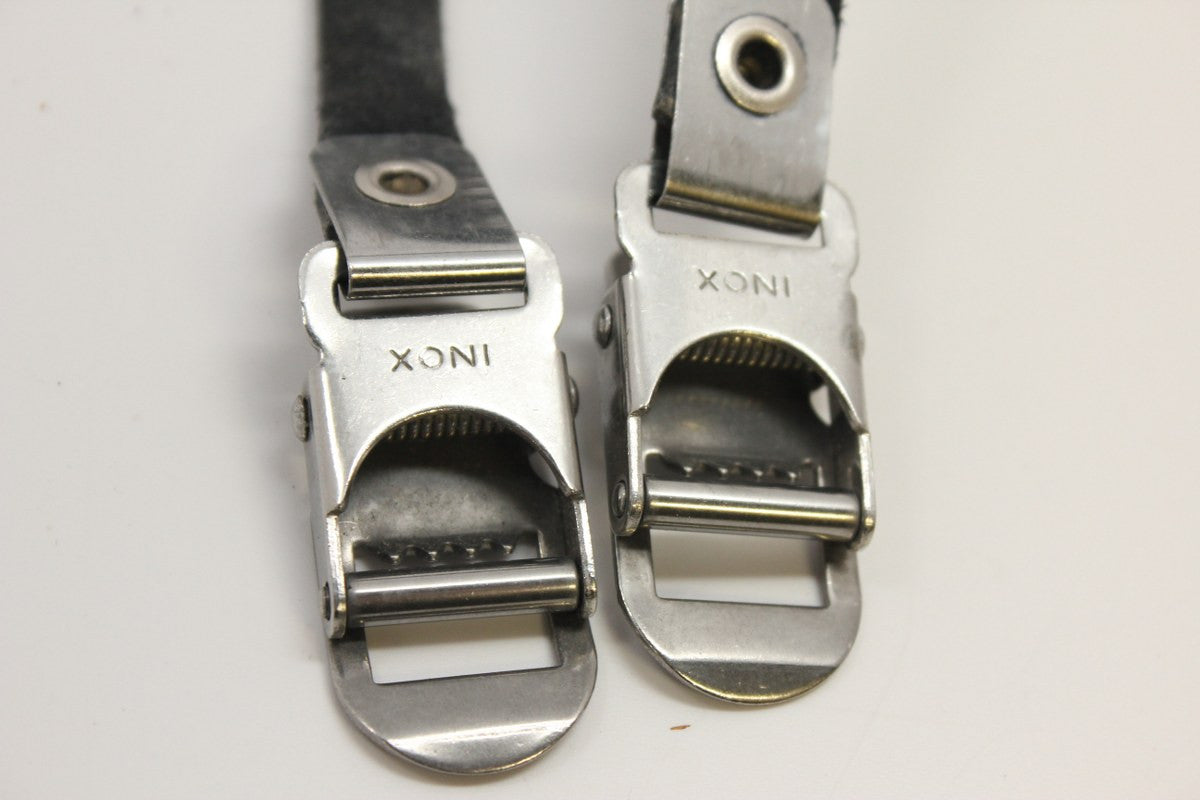 Vintage Campagnolo Toe Straps: Black Leather, EXC