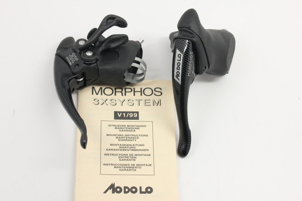 NOS Modolo Morphos 3X Carbon Ergo/STI Shifters: Compatible with 7/8/9sp Shimano, 8/9sp Campy, 5/6sp Indexed