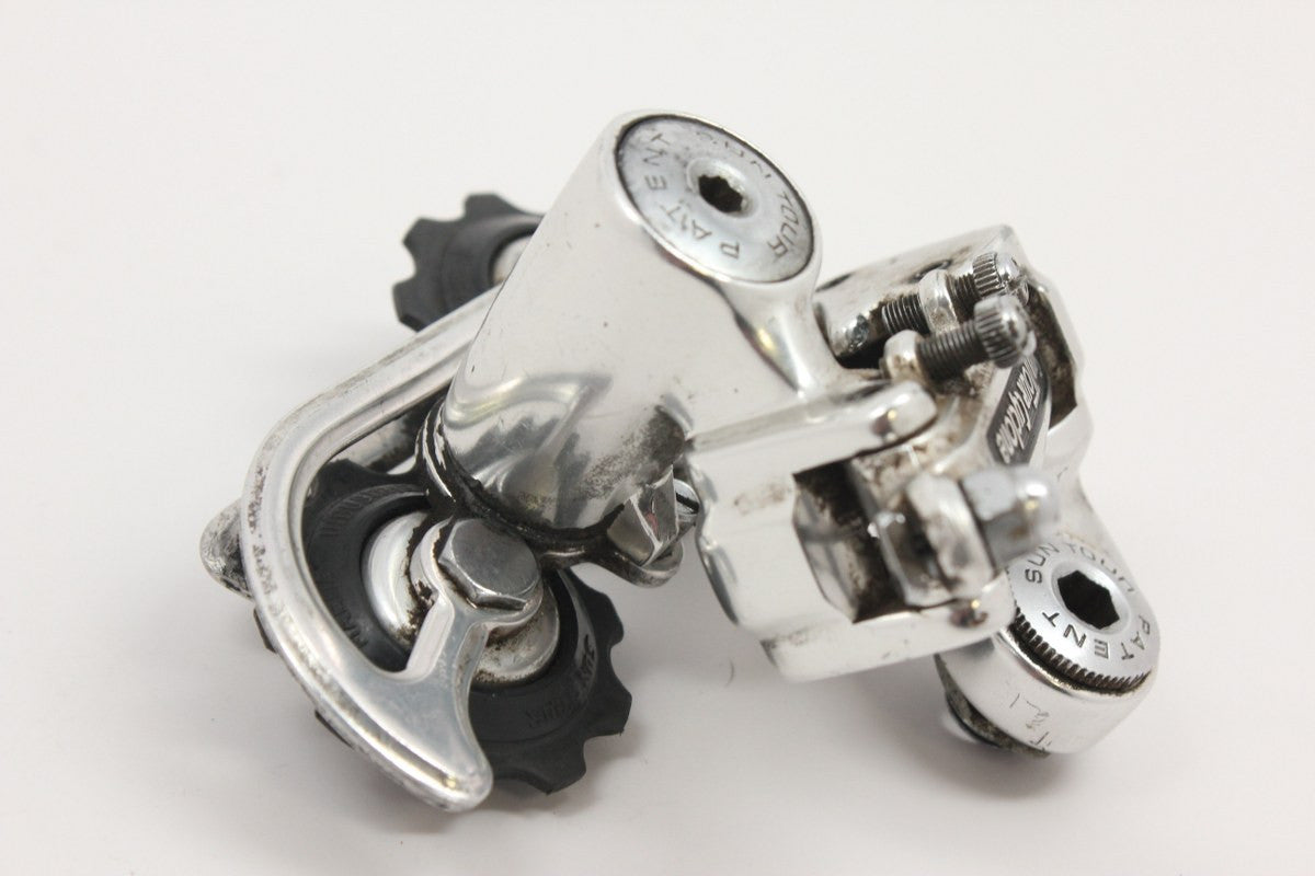Suntour Cyclone Rear Derailleur: Silver 1st Gen 1977 MINT