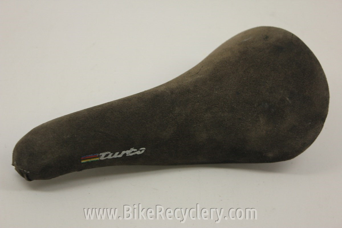 Selle Italia Turbo Saddle: Brown Suede Leather, 1980's